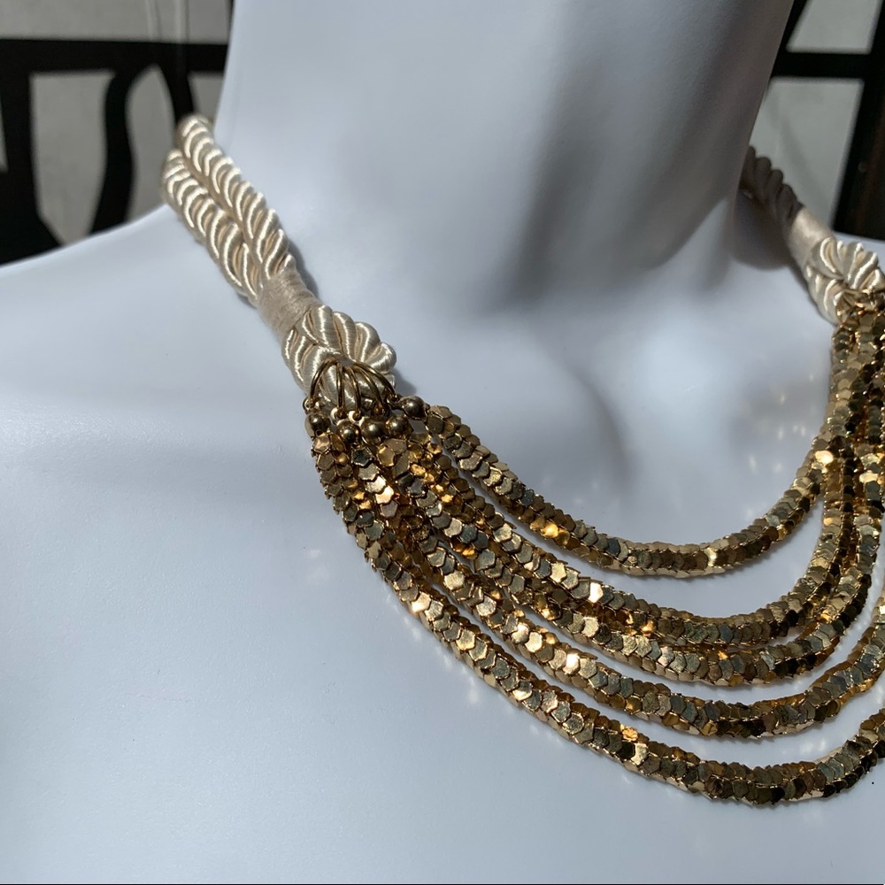 NWT: Banana Republic Gold and Cream Rope Necklace